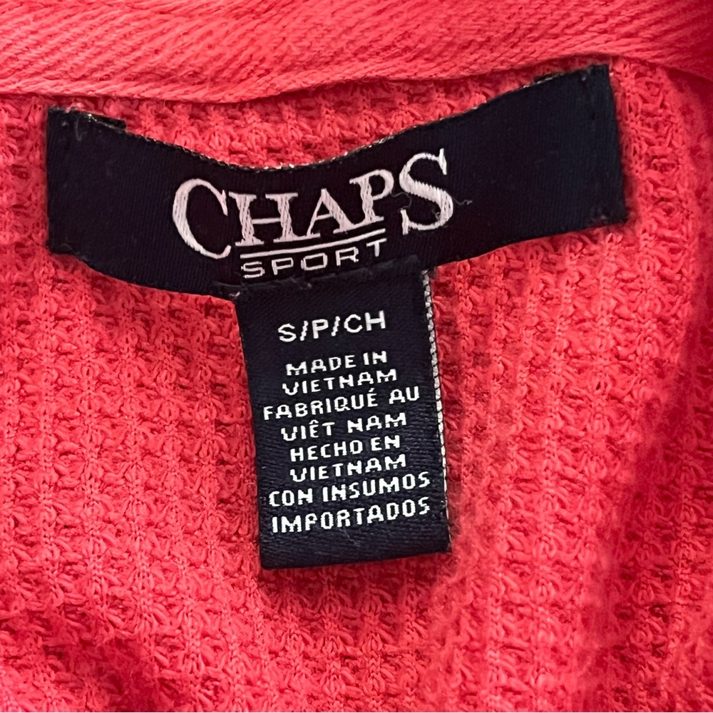 Chaps Sports Hoodie Women S/P Coral Cotton Waffle Knit Beach Active PreppyResort - Picture 3 of 9